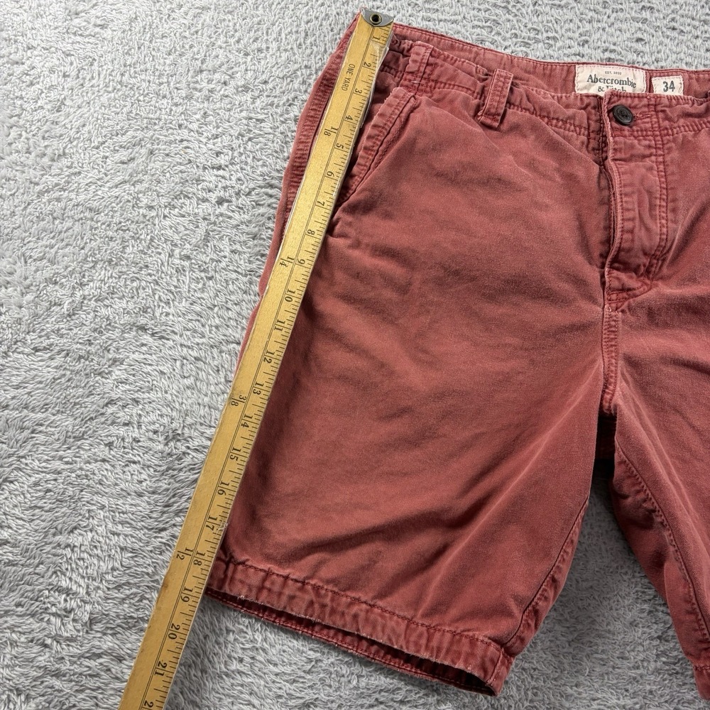 Abercrombie & Fitch Chino Shorts Mens 34 Burnt Red 9" Inseam Board Shorts - Picture 3 of 12